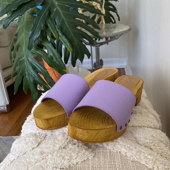 🆕 Anthropologie x Seychelles Marine Layer wooden Clog Sandals - Picture 2 of 11